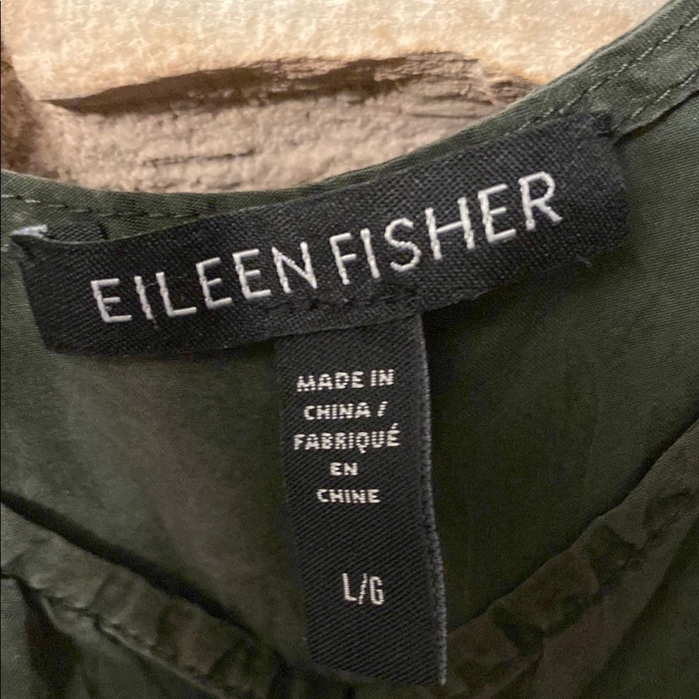 Eileen Fisher Women’s Dress deep Olive Green 100% Silk Sleeveless Size L - Picture 4 of 11